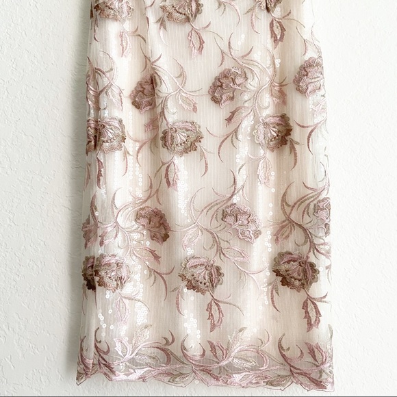 SOLD Marchesa Notte Embroidered Sequin Dress Ivory - Picture 6 of 12